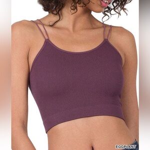 NWT zenana boutique women Ribbed seamless double strap cami brami tank top S-XL